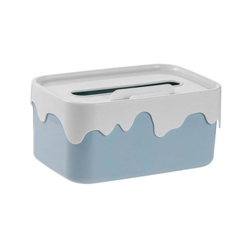 Desktop Tissue Box Blue High Grade PP Material Modern Stylish Design Tissue Holder - Durable Convenient Storage Paper Towel Dispenser for Home Living Room Coffee Table Desk - Image 1