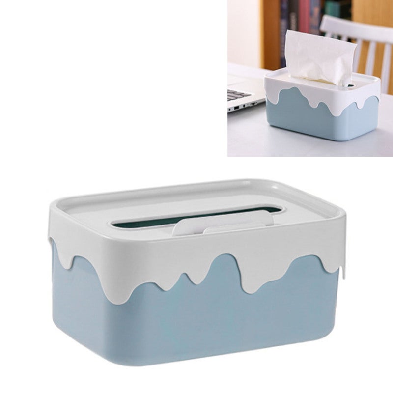 Desktop Tissue Box Blue High Grade PP Material Modern Stylish Design Tissue Holder - Durable Convenient Storage Paper Towel Dispenser for Home Living Room Coffee Table Desk - Image 5