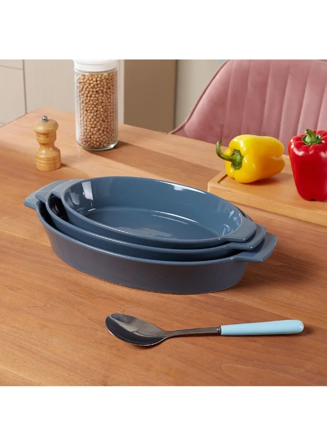 دانوب هوم طقم أطباق خبز بيضاوية بورسلين 3 قطع من شيفز ديلايت