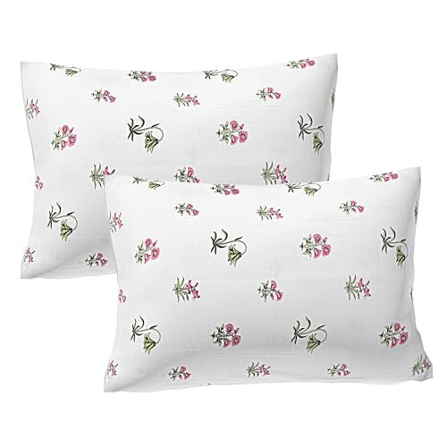 Plumora Jaipur Weaves Cotton King Size Bedsheet 108x108 Super King, 100% Pure Cotton Bed Sheet with 2 Pillow Covers, 240 TC Soft Breathable Floral Design Bedding - (Rose Blocks) - Image 5