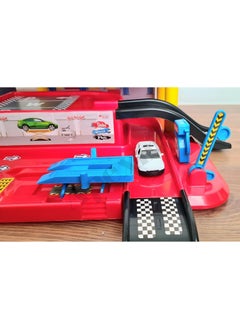 Apexma Toys Two-Storey Car Garage Track Set - 2 Pieces Metal Car 2-Storey Car Station Set - Double-Storey Car Parking Track Game Set  - Image 3