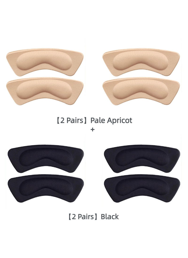Generic Heel Grips Liner Cushions Inserts for Heel Pads Snugs for Shoe Too Big Men Women, Filler Improved Shoe Fit and Comfort, Stop Heel Slip and Blister 4 Pairs/Apricot+Black  - Image 1