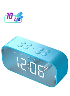 NIBEMINENT Portable Alarm Clock Bluetooth Speaker Blue 