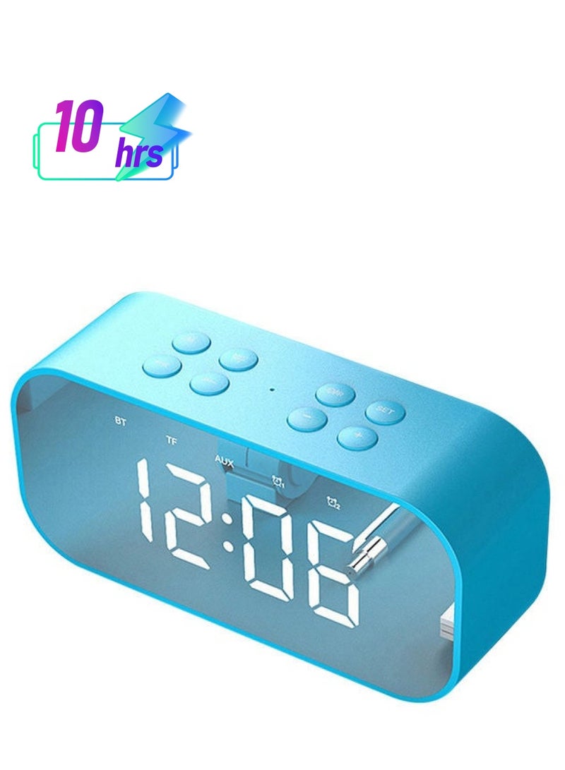 NIBEMINENT Portable Alarm Clock Bluetooth Speaker Blue 