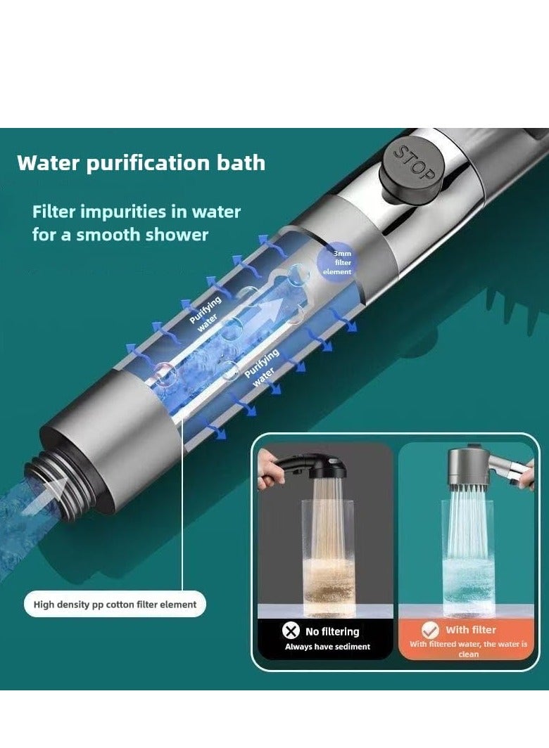 Filtered Shower Head With Handheld, Turbo Head Showerhead, Black, 3 Spray Modes, 5 Pack Filter Element, Painted Finish - Image 3