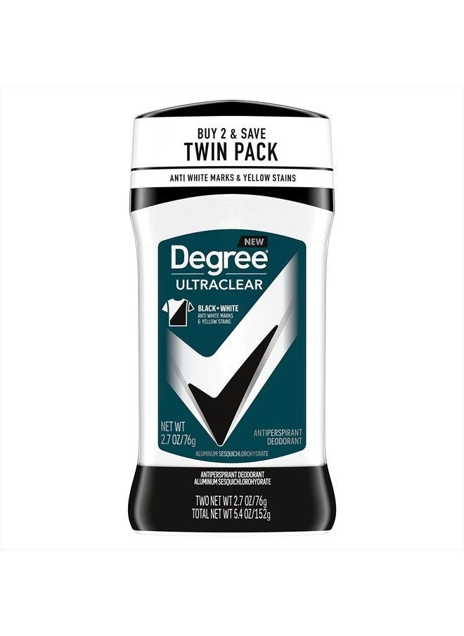 Degree - Degree Men UltraClear Antiperspirant Deodorant Black+White 2 Count 72-Hour Sweat & Odor Protection Antiperspirant For Men With MotionSense Technology 2.7 oz - Image 1