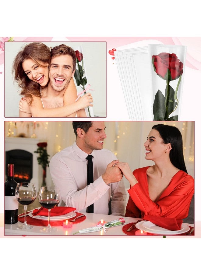 Yexiya Single Rose Sleeve Bouquet Bags For Flowers Single Floral Packaging Bag Single Flower Wrapping Paper Clear Flower Bouquet Sleeves For Mother's Day Valentine's Day Wedding Birthday Gift (200 Pcs) - Image 5
