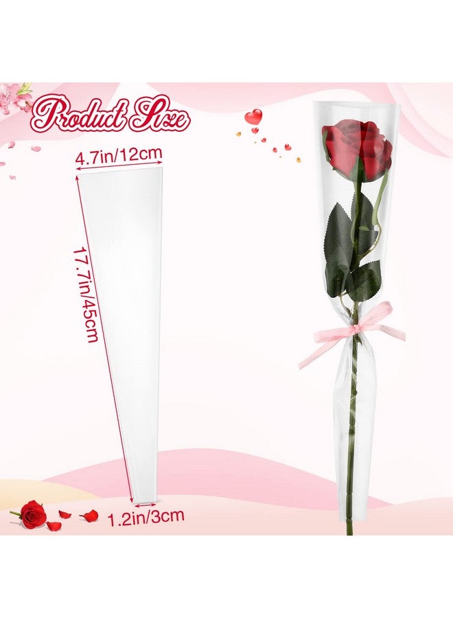 Yexiya Single Rose Sleeve Bouquet Bags For Flowers Single Floral Packaging Bag Single Flower Wrapping Paper Clear Flower Bouquet Sleeves For Mother's Day Valentine's Day Wedding Birthday Gift (200 Pcs) - Image 2