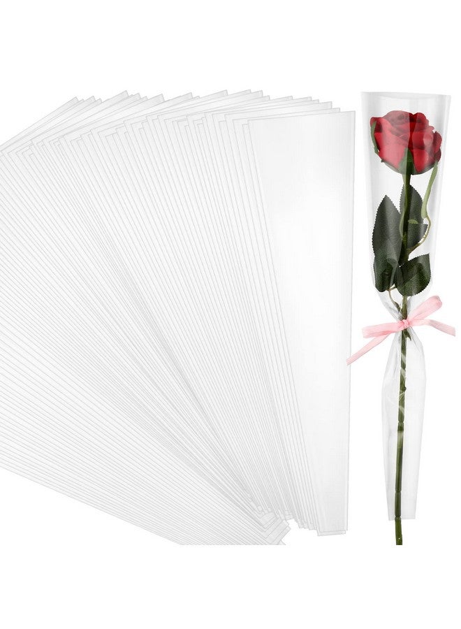 Yexiya Single Rose Sleeve Bouquet Bags For Flowers Single Floral Packaging Bag Single Flower Wrapping Paper Clear Flower Bouquet Sleeves For Mother's Day Valentine's Day Wedding Birthday Gift (200 Pcs) - Image 1