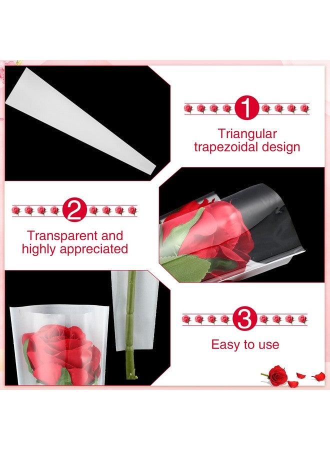 Yexiya Single Rose Sleeve Bouquet Bags For Flowers Single Floral Packaging Bag Single Flower Wrapping Paper Clear Flower Bouquet Sleeves For Mother's Day Valentine's Day Wedding Birthday Gift (200 Pcs) - Image 3