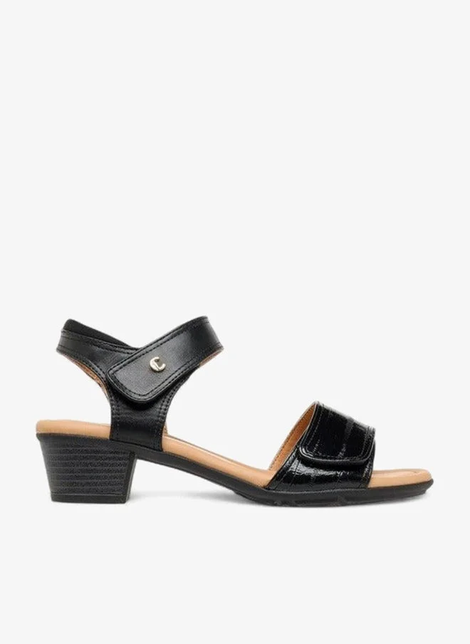 Le Confort BLACK Women Solid Block Heel Sandals with Hook and Loop Closure for Women | Best Price UAE