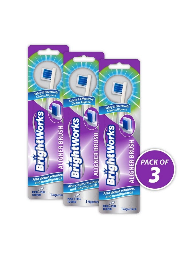 BrightWorks Aligner Brush (3 Pack) Safely and Effectively Cleans Aligners, Retainers, Mouth Guards, and Night Guards. Easy to Use and Safe for Most Dental Appliances. - Image 2