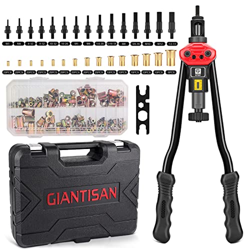 GIANTISAN أداة جيانتيسان لبراغي الربط، مجموعة أدوات ريفنوت بطول 16 بوصة مع 15 رأس قياسي ومتر، مجموعة متنوعة من 236 قطعة من ريفنوت وحقيبة حمل متينة - Image 1