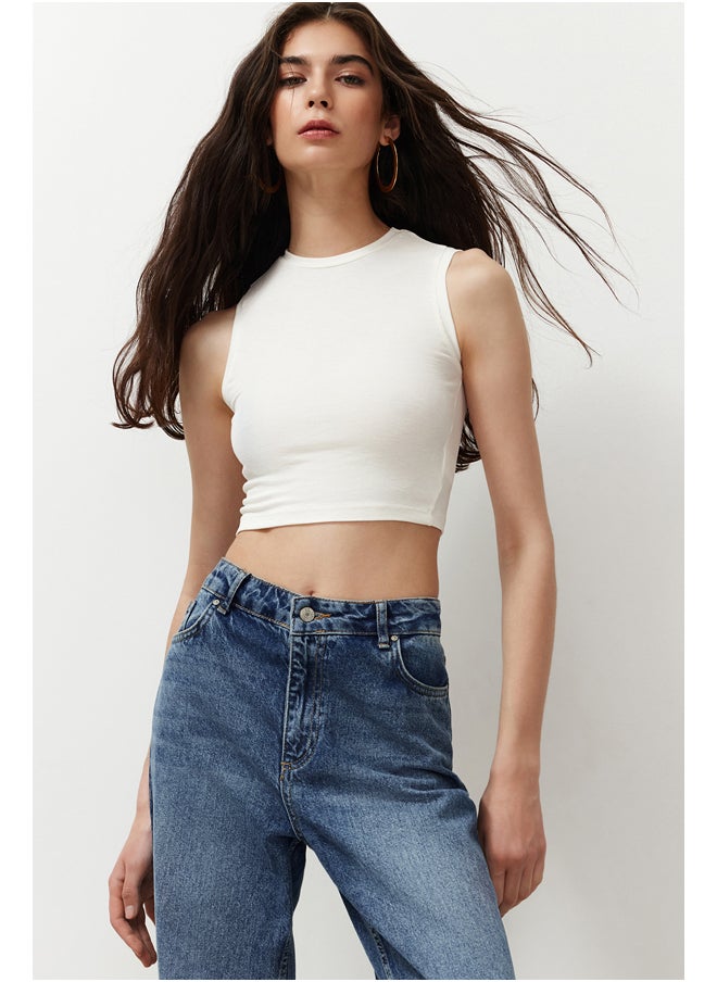trendyol - White Crew Neck Zero Sleeve Knitted Undershirt TWOSS24AL00058 - Image 1