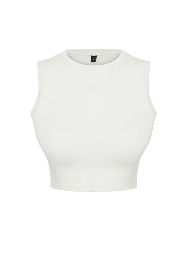 trendyol - White Crew Neck Zero Sleeve Knitted Undershirt TWOSS24AL00058 - Image 1
