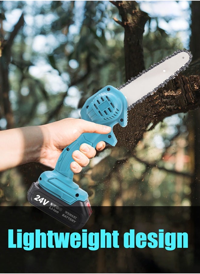WEMART - 24V Mini Chainsaw Cordless 6-inch, Handheld Electric Power Chain Saw with 2 Batteries, for Tree Trimming Wood Cutting, Best Gifts for Dad, Husband - Image 1