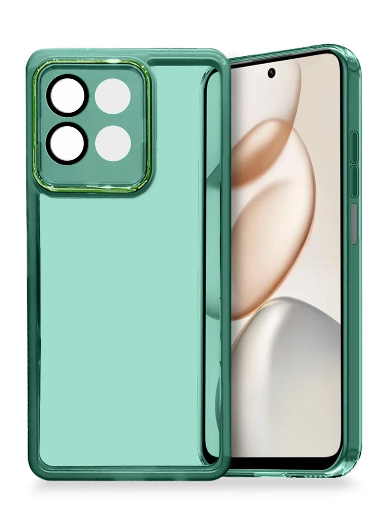 Wtech Honor X7d 5G/4G / Honor 400 Smart 5G 2025 Soft Transparent TPU Camera Lens Protection Silicone Ultra Thin Phone Stylish Electroplated Camera Border Back Case Cover - Dark Green - Image 1