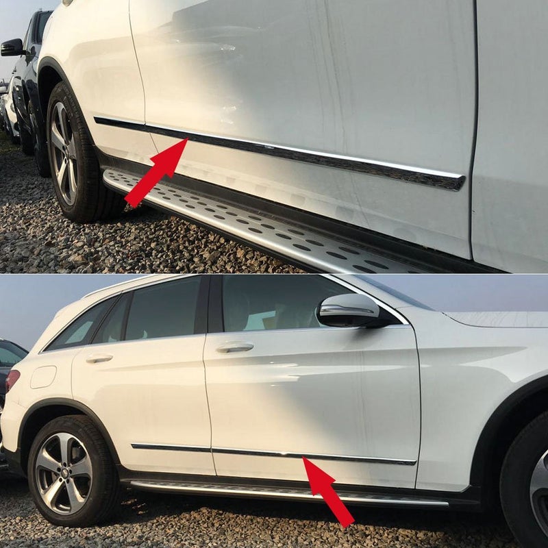 مناسب لبنزين GLC GLC300 2016 2017 2018 2019 2020 2021 2022 غطاء تزيين جانبي من الكروم للأبواب