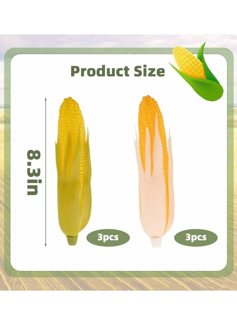 Generic - Artificial Corn Lifelike Corn Plastic Corn Cob Fake Corn Realistic Corn Stalks Simulation Vegetable Decorations Fake Vegetable Corn Imitation Maize Decoration for Photo Prop Decor 6Pcs( Green & White) - Image 1