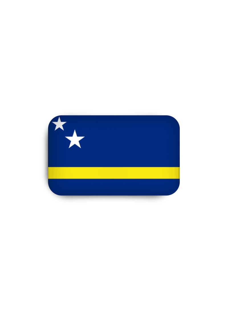 Curacao Flag - Metal Badge Epoxy Coated with Magnetic Pin that Doesn't Tear Clothes
