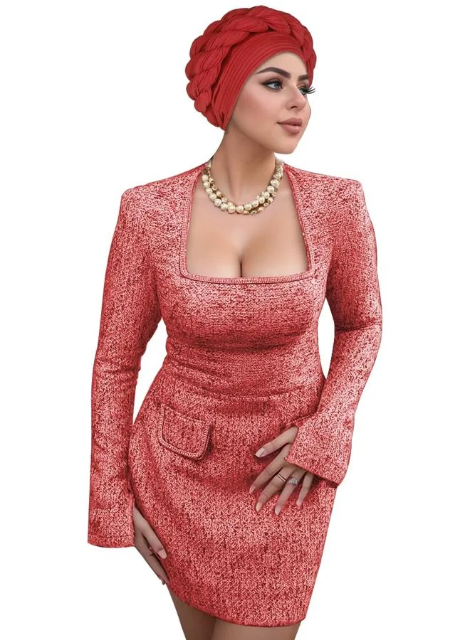 Take Two Red Plain Turban Headscarf