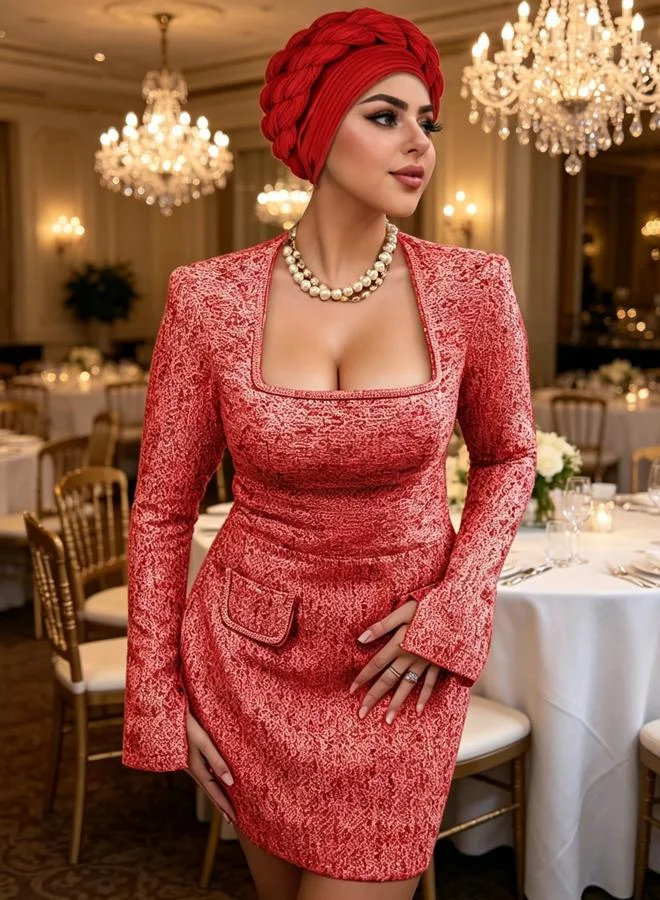Take Two Red Plain Turban Headscarf