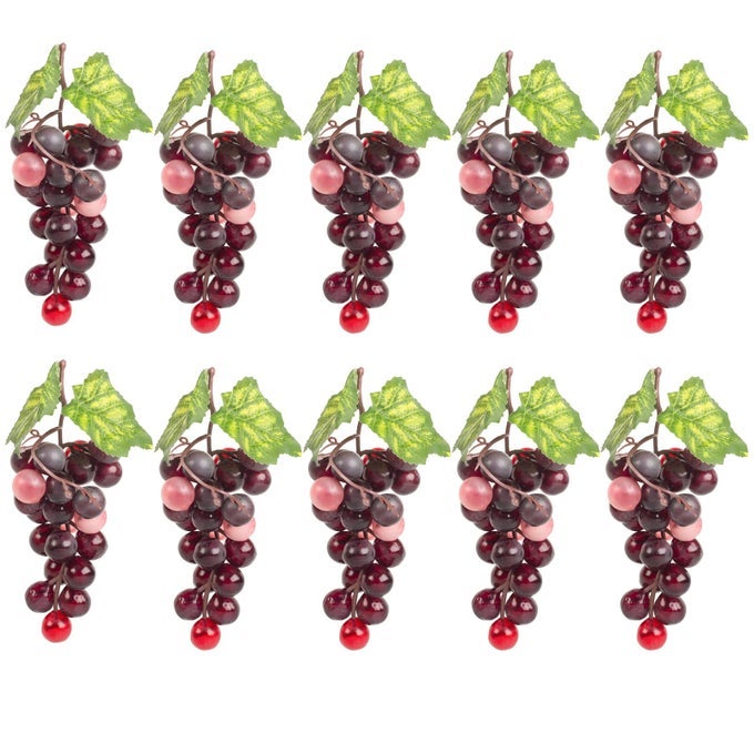 ARTIFICIAL GRAPES DECOR FAKE FRUIT PLASTIC ROUND GRAPES BUNCHES FOR HOME FARMHOUSE KITCHEN PARTY WEDDING WINE DECOR AGATE 10