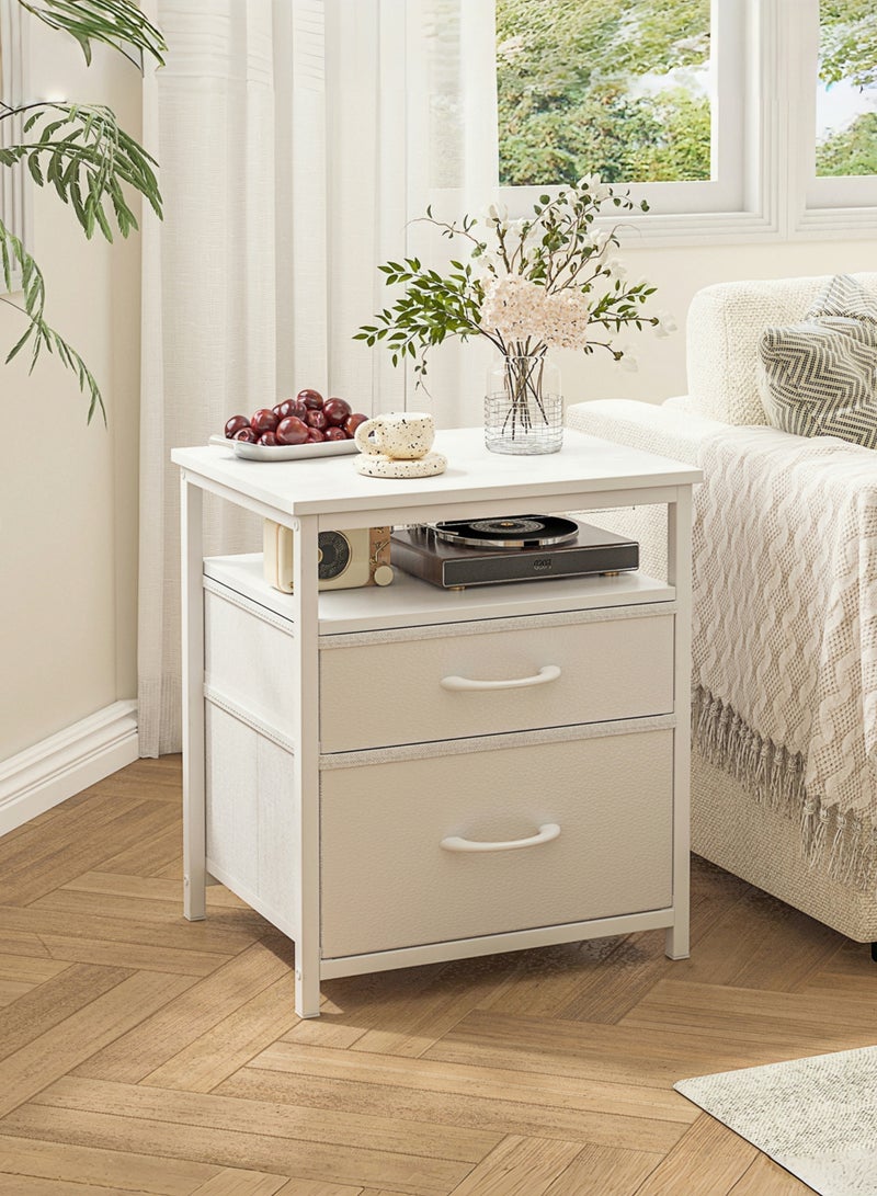 Canadel Nightstand with 2 Fabric Drawers & Open Shelf, Bedside Table with Waterproof MDF Top, End Table for Bedroom Living Room Home Furniture - Image 1