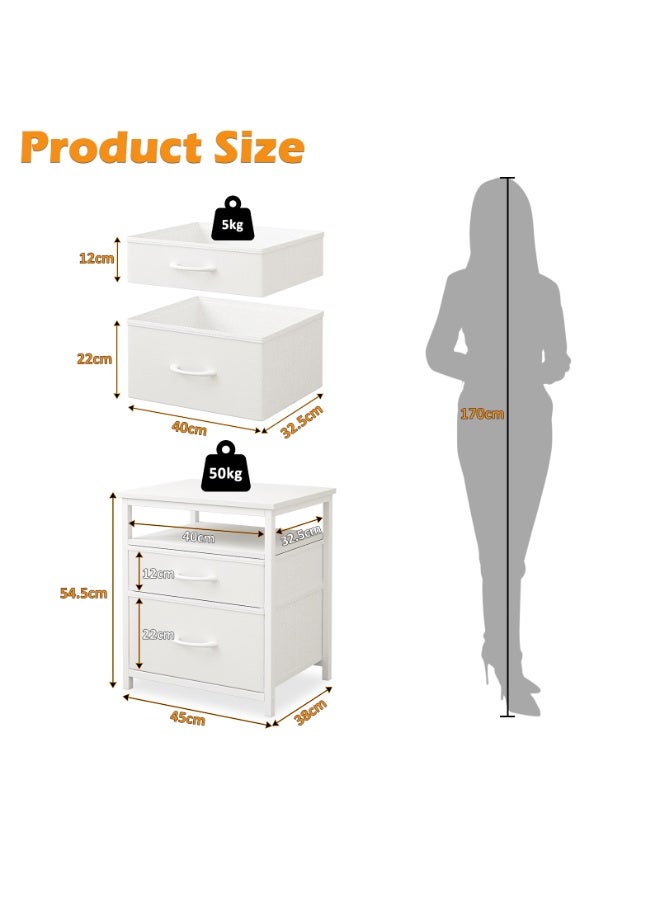 Canadel Nightstand with 2 Fabric Drawers & Open Shelf, Bedside Table with Waterproof MDF Top, End Table for Bedroom Living Room Home Furniture - Image 2