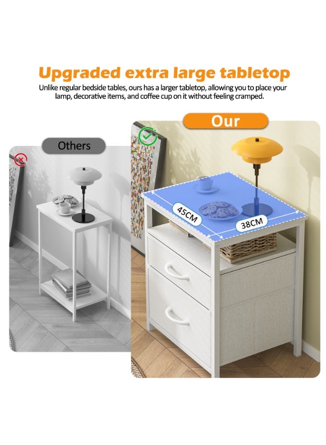 Canadel Nightstand with 2 Fabric Drawers & Open Shelf, Bedside Table with Waterproof MDF Top, End Table for Bedroom Living Room Home Furniture - Image 4