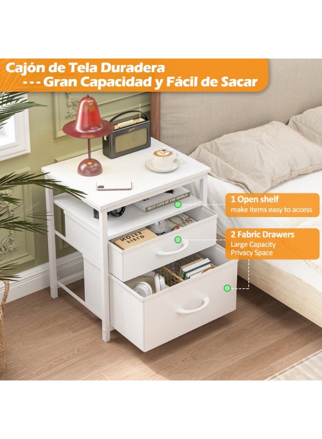 Canadel Nightstand with 2 Fabric Drawers & Open Shelf, Bedside Table with Waterproof MDF Top, End Table for Bedroom Living Room Home Furniture - Image 5