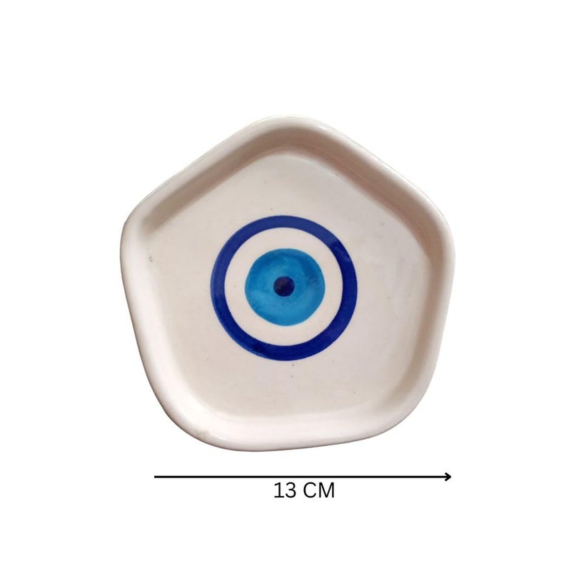 MALAIKAH Ceramic Serving Platter Pack of 5 Evil Eye Printed, Handcrafted and Handmade Plate for Snack, Plates for Kitchen and Dinning Microwave Dishwasher Safe - Image 3