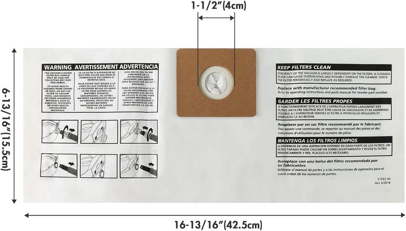 SHOPVAC Shop 90668 2-2.5 Gallon Disposible Filter Bags,6 Pack - Image 2