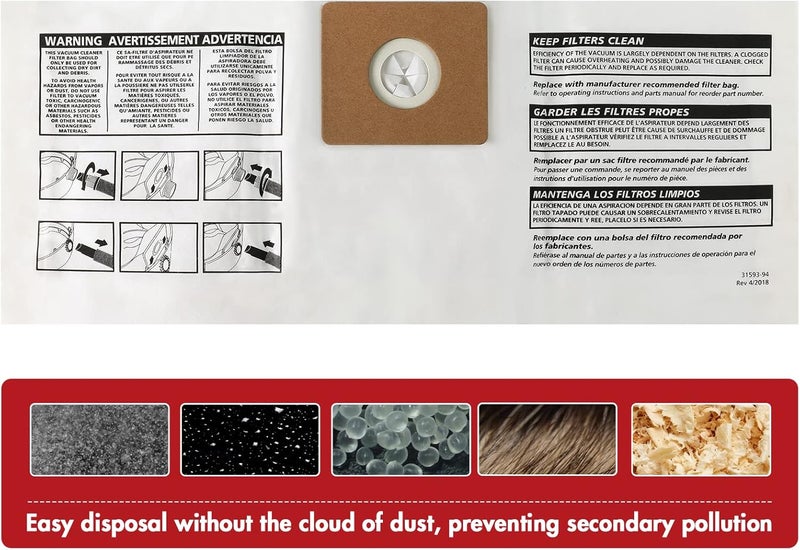 SHOPVAC Shop 90668 2-2.5 Gallon Disposible Filter Bags,6 Pack - Image 3