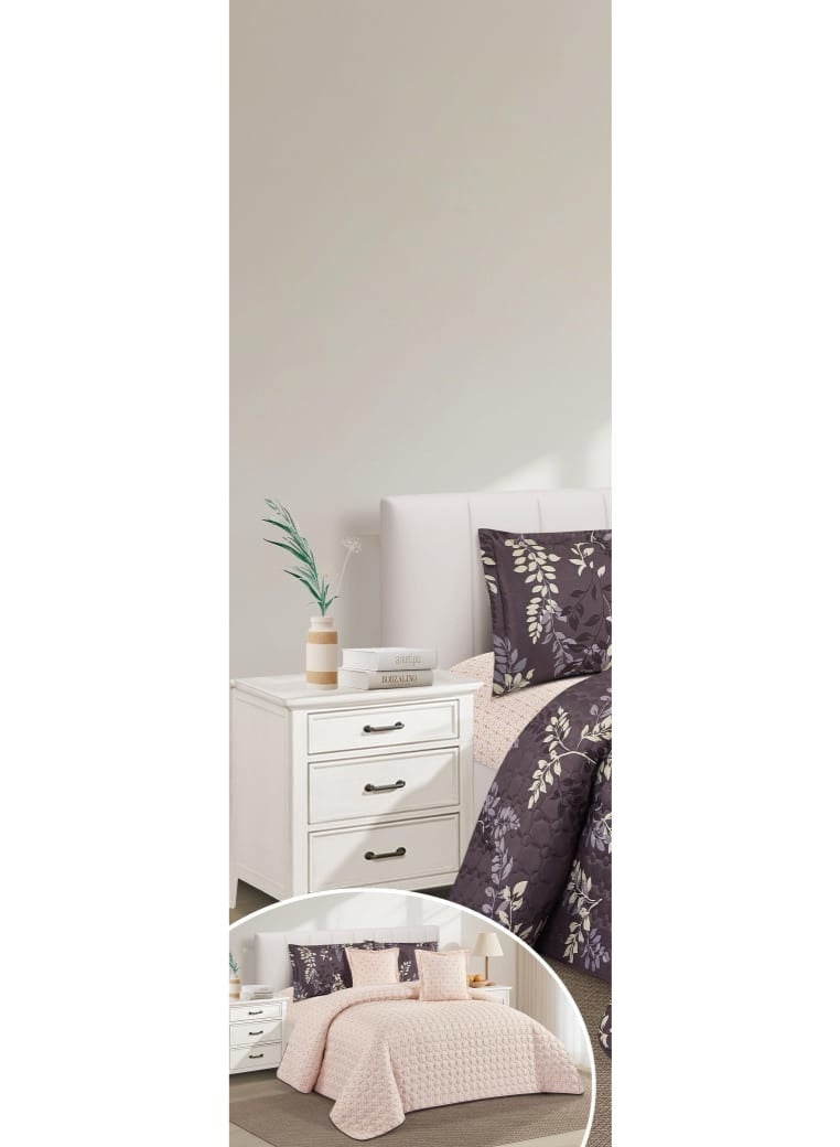 مون مفرش سرير نفر ونص سادة مضغوط صيفي يتكون من 4 قطع ليمنحك صيف منعش مقاس 170*210 سم - Image 2