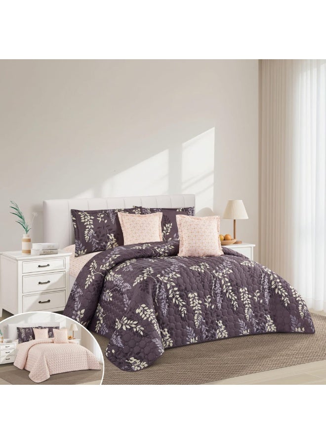 مون مفرش سرير نفر ونص سادة مضغوط صيفي يتكون من 4 قطع ليمنحك صيف منعش مقاس 170*210 سم - Image 1