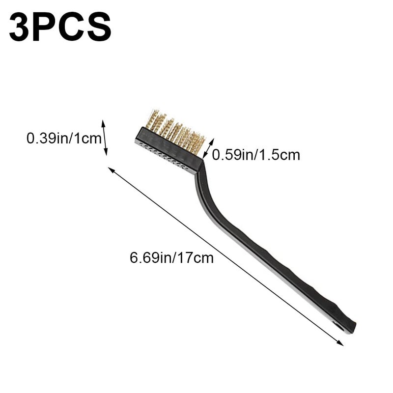 Small wire brush set for cleaning and rust removal, brushes with small wire bristles made of stainless steel, nylon, and copper, 3-piece set - Image 4
