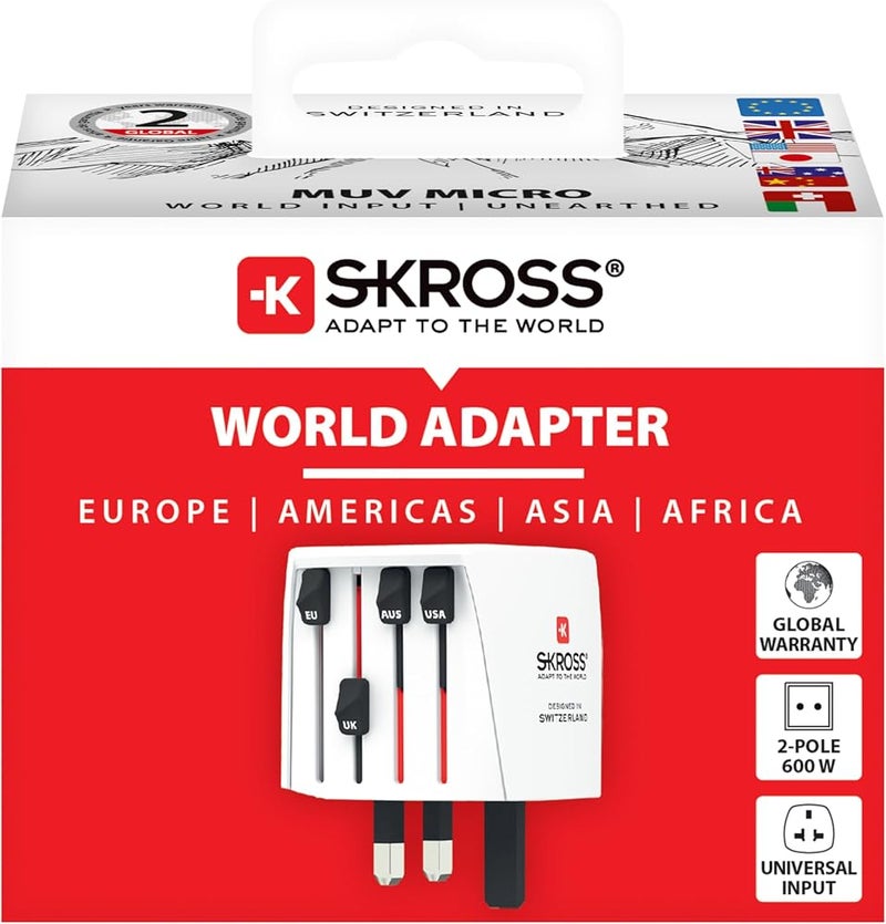سكروس محول سفر متعدد الاستخدامات من شركة SKROSS Muv Micro World، سهل الاستخدام وآمن، يدعم أكثر من 220 وجهة سفر. - Image 2