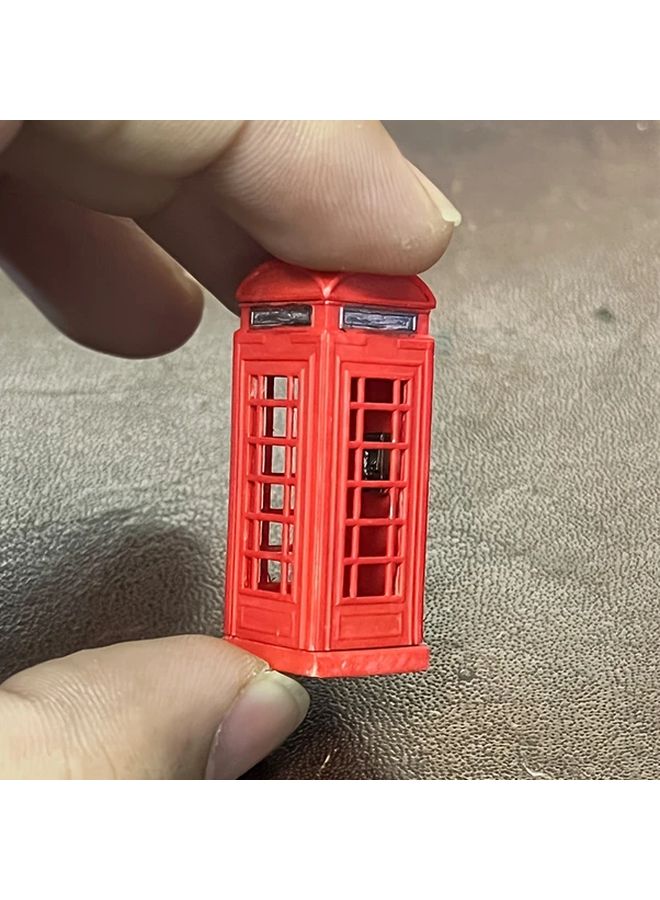 1 64 Scale Hand Painted Red Telephone Booth Model With Storage Box For Diorama Scenes - Image 5