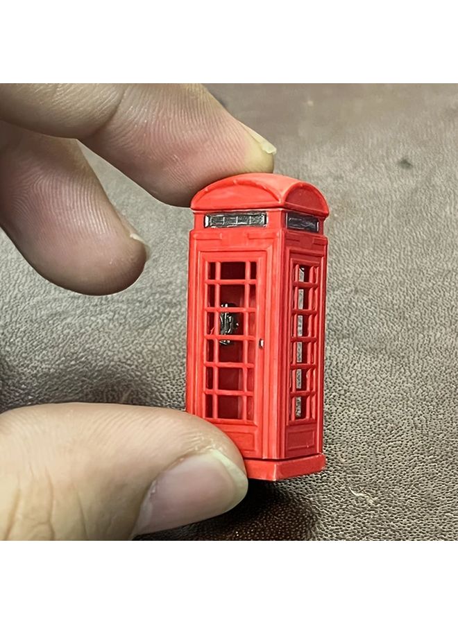 1 64 Scale Hand Painted Red Telephone Booth Model With Storage Box For Diorama Scenes - Image 3
