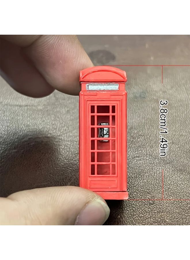 1 64 Scale Hand Painted Red Telephone Booth Model With Storage Box For Diorama Scenes - Image 2