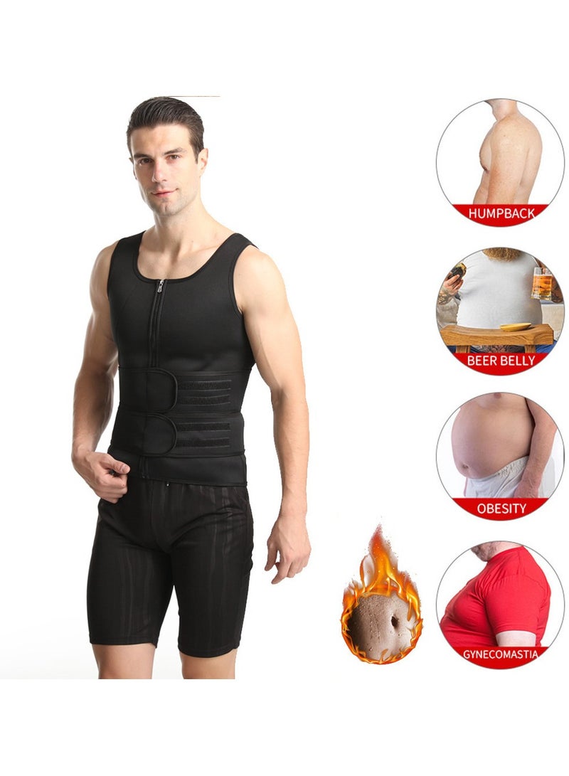 Angola Panda Sauna Vest with Waist Trainer for Men，Men's Dual Waistband Body Shaping Vest, Double Belt Vest Body Shaper Reinforced Sweating Rubber Corset Waist Sports Waist Abdominal Belt, Reinforced Sweatband Rubber Compression，for Belly Fat Slimming Gym Workout  - Image 2