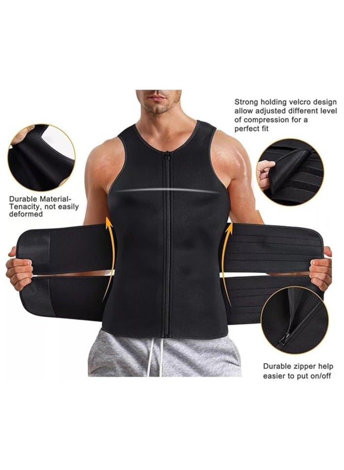 Angola Panda Sauna Vest with Waist Trainer for Men，Men's Dual Waistband Body Shaping Vest, Double Belt Vest Body Shaper Reinforced Sweating Rubber Corset Waist Sports Waist Abdominal Belt, Reinforced Sweatband Rubber Compression，for Belly Fat Slimming Gym Workout  - Image 5