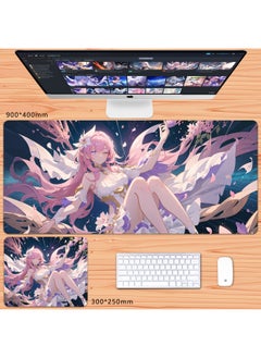 Generic No Overlock Honkai Impact 3 Mouse Pad Extra Large Animation Kiana Dem Lisa Alicia Two-Dimensional Notebook-Color:80x30cm Thickness 3mm-Pattern:God Of Love  - Image 1