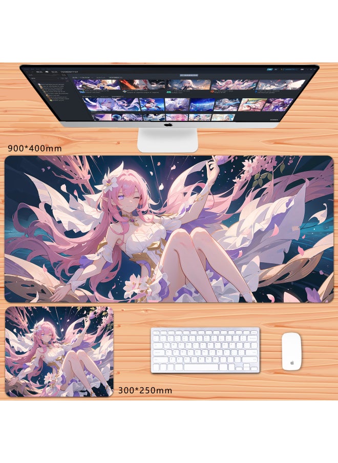 Generic - No Overlock Honkai Impact 3 Mouse Pad Extra Large Animation Kiana Dem Lisa Alicia Two-Dimensional Notebook-Color:80x30cm Thickness 3mm-Pattern:God Of Love - Image 1