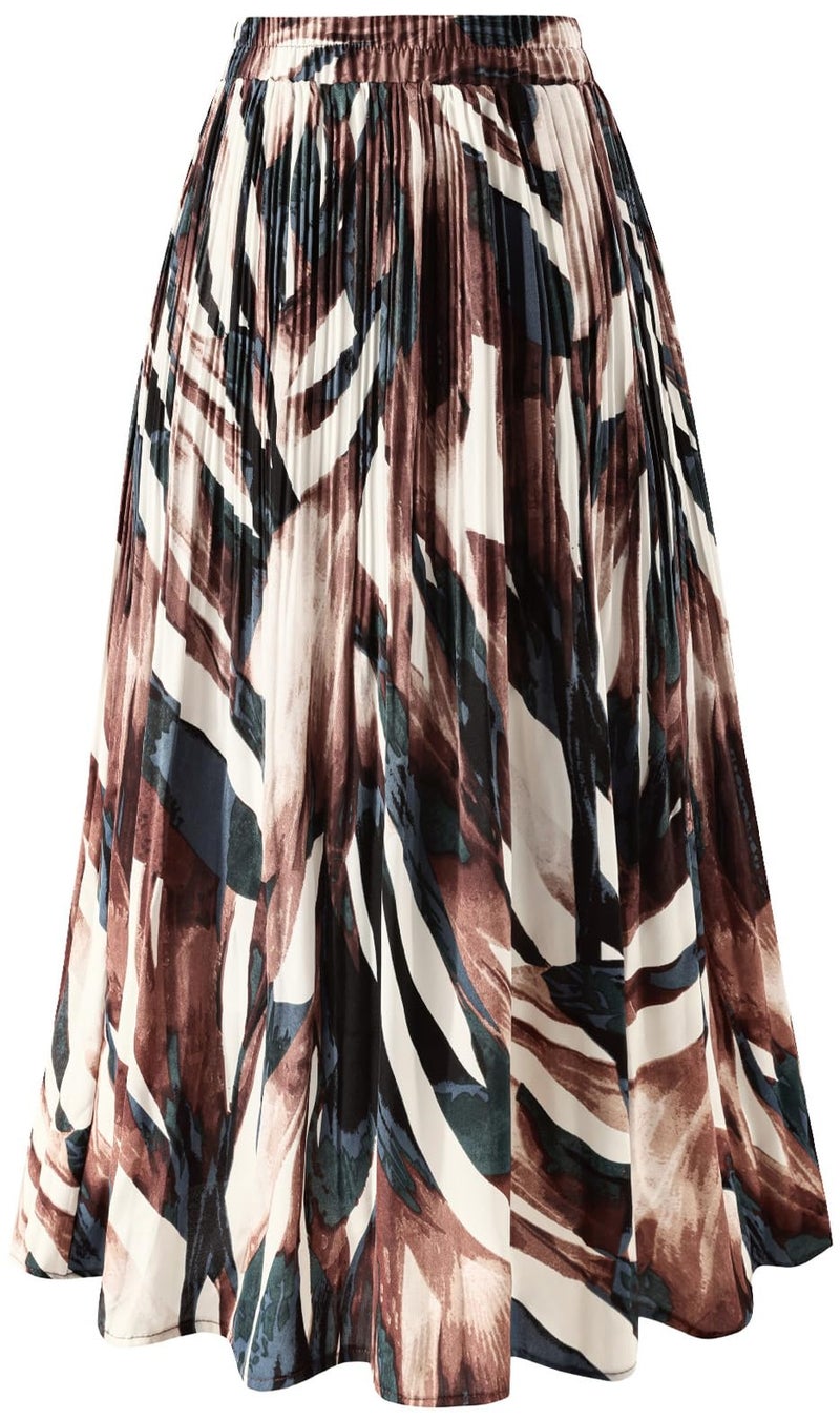 Basoteeuo Pleated Skirts for Women Chiffon Midi Long Length Trendy Summer High Waisted A Line Ladies Skirt Floral BZ07 L - Image 4