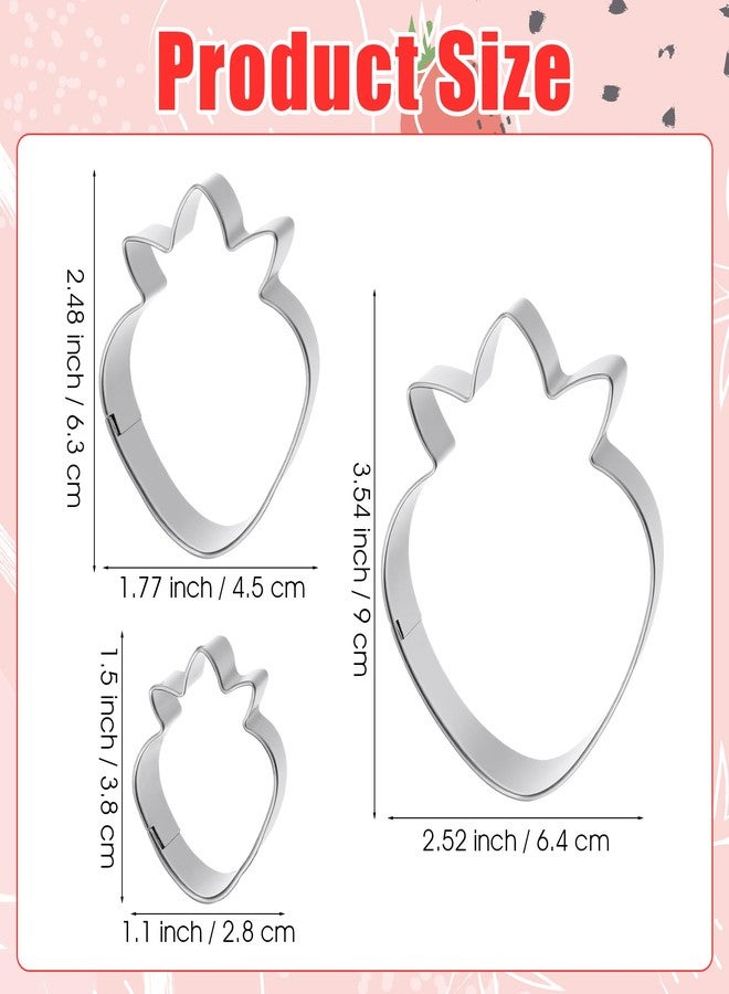 Thrymme Strawberry Cookie Cutter, 3 PCS Fruit Cookie Cutters Set - 3 Sizes (3.5", 2.5", 1.5") Stainless Steel Baking Tools for Cookies, Biscuit Dough & Fondant - Durable, Fun & Professional Bakeware - Image 3