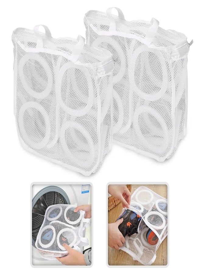 Karomouj Kids Shoes Wash Bags, Laundry Washing Bags with Premium Rust-Free Zipper, Washing Bag for Baby Shoes, Napkins Socks and Dirty Clothes (28CM x 26CM x 9.5CM) (White, Pack of 2) - Image 1