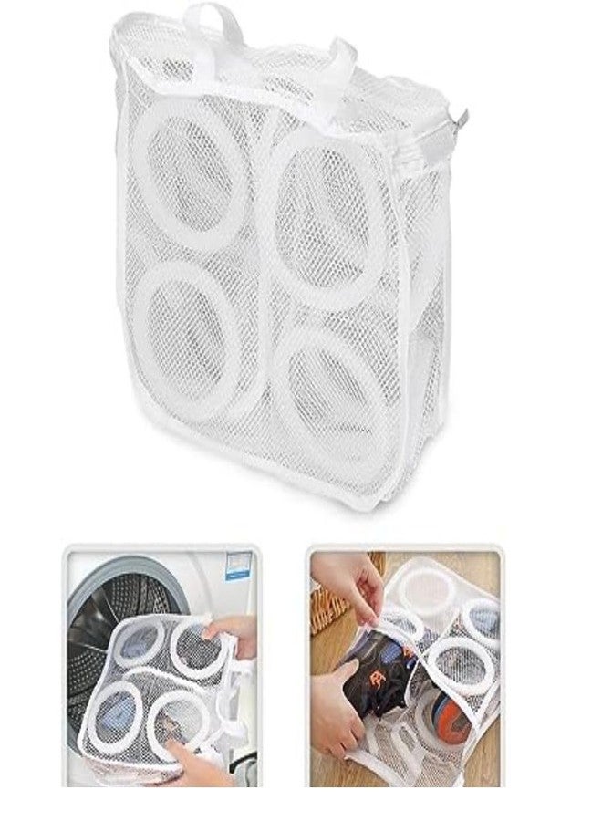 Karomouj Kids Shoes Wash Bags, Laundry Washing Bags with Premium Rust-Free Zipper, Washing Bag for Baby Shoes, Napkins Socks and Dirty Clothes (28CM x 26CM x 9.5CM) (White, Pack of 2) - Image 2