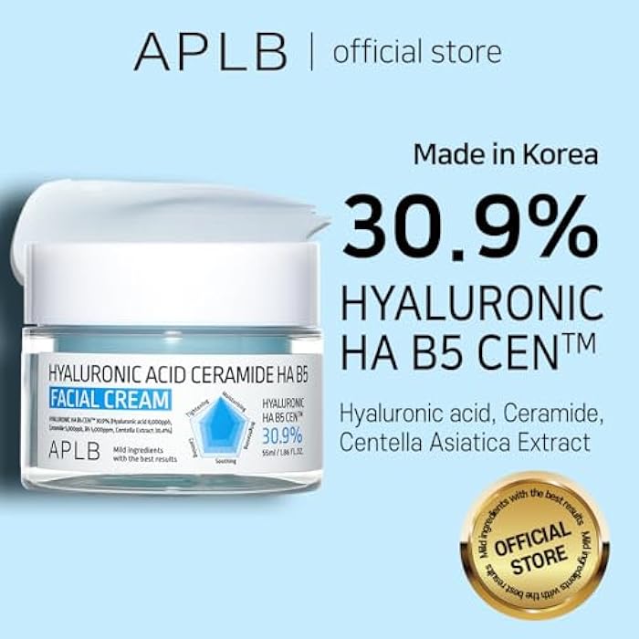 APLB Hyaluronic Acid Ceramide HA B5 Facial Cream | HYALURONIC HA B5 CEN™ 30.9% 1.86 FL.OZ/Korean Skincare, Deep hydration, Revitalize for gentle and improve skin texture - Image 2